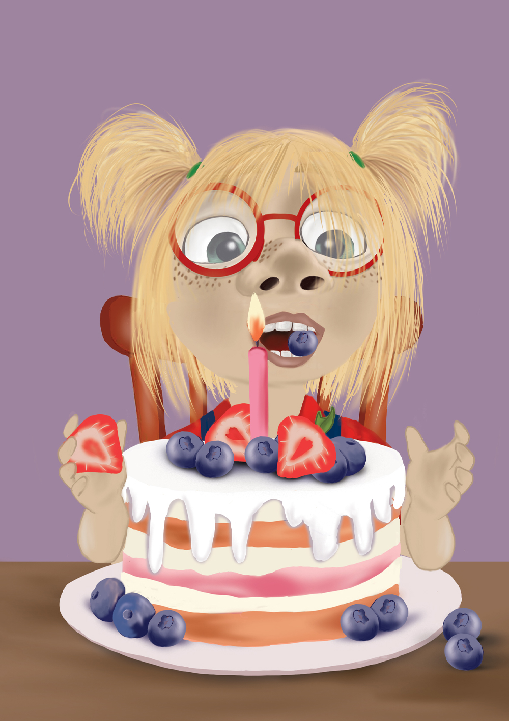 Ilustracja dziewczynki z tortem