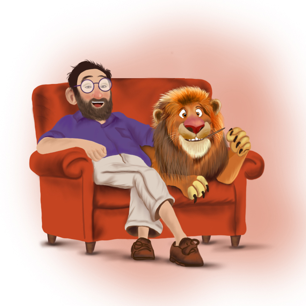 Ilustracja lwa na kanapie